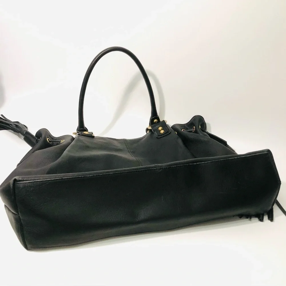 Bloomingdale's Large Double Tasseled Black Hobo Bag